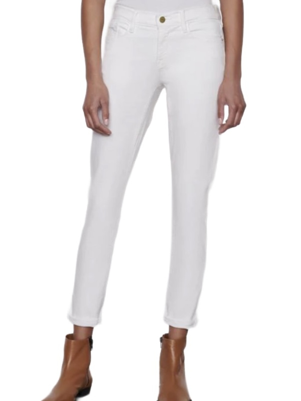 Frame Denim Le Garcon Mid Rise White Slim Jeans Size 24